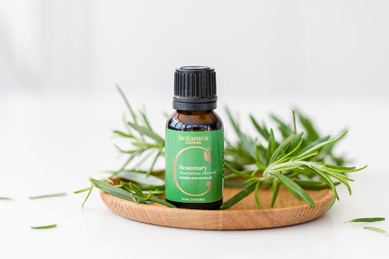 Rosemary oil and rosemary leaves